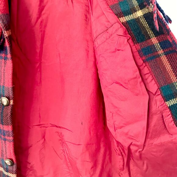 Liz Sport Vintage Red Scottish Tartan Plaid Fringe Trim Wool Boyfriend Blazer 10 - Picture 12 of 14